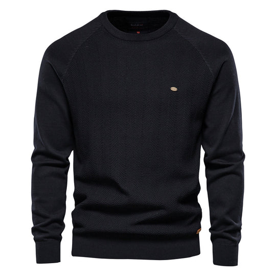 Herren Strickpullover mit elegantem Zickzackmuster und Rundhalsausschnitt R&B
