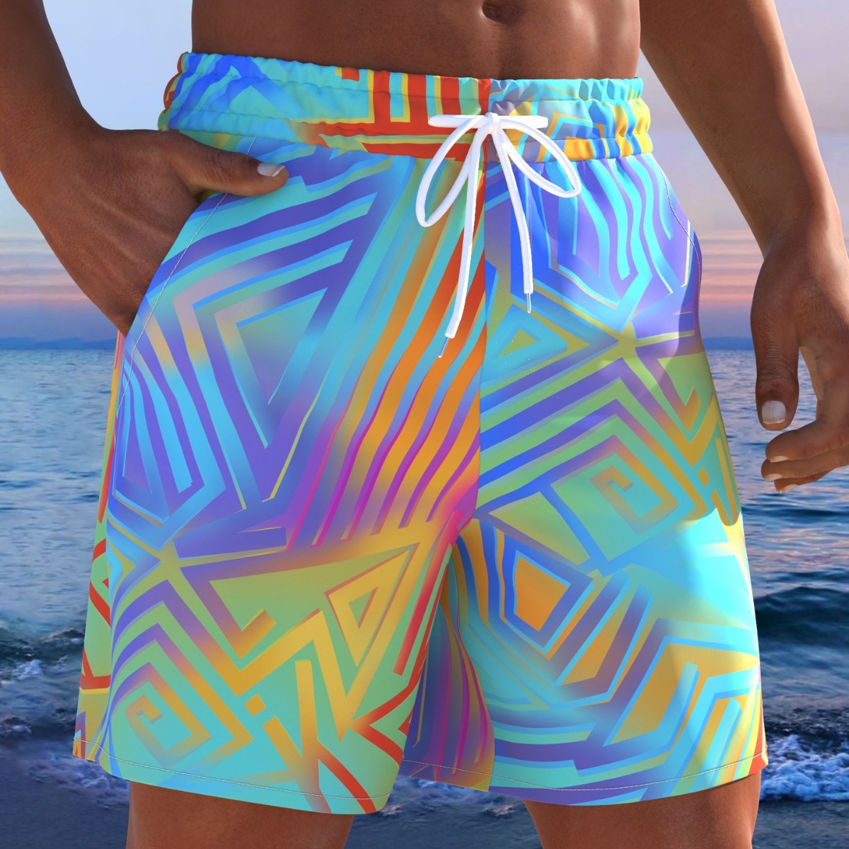 Herren Badeshorts mit animalischem Muster und elastischem Bund