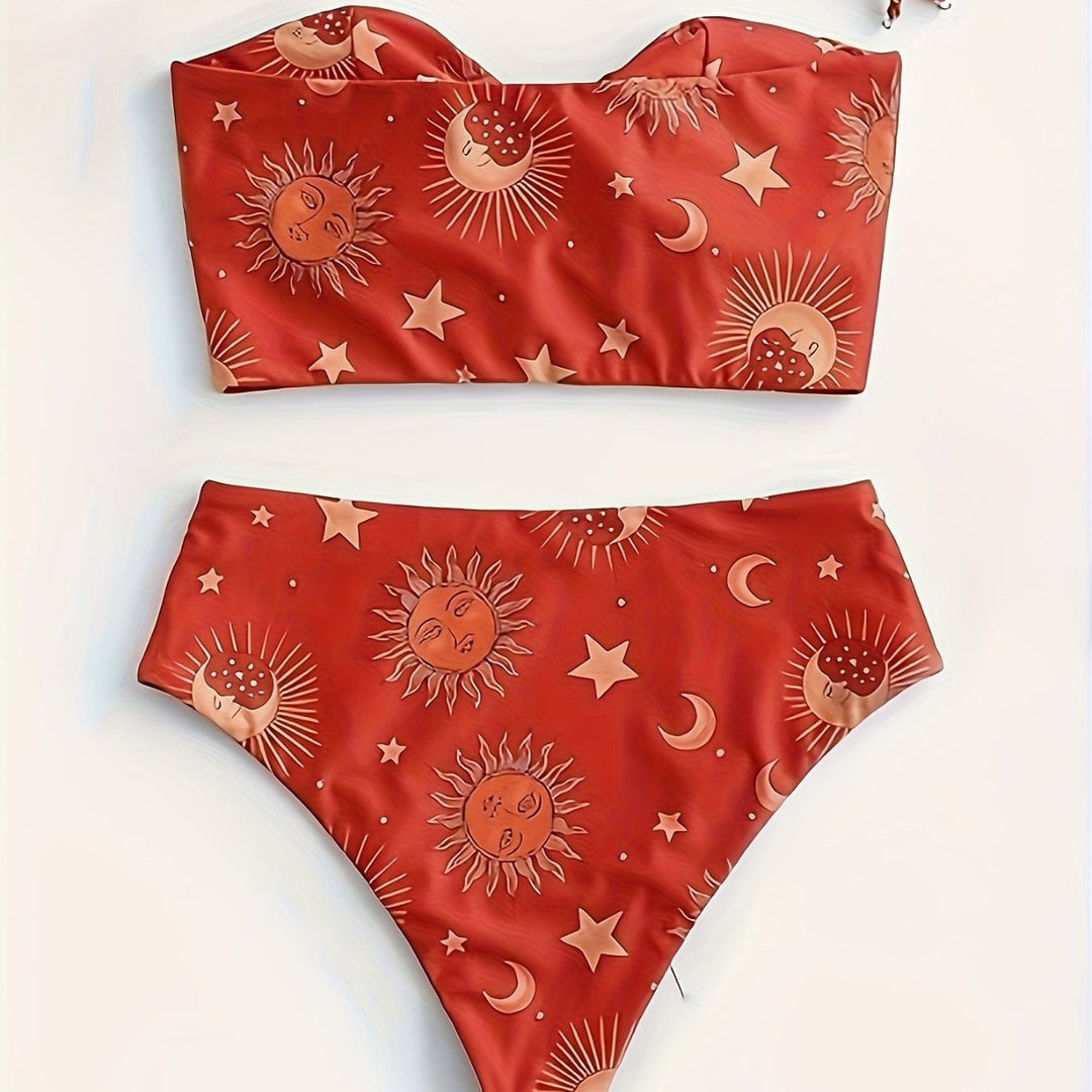 Damen Bikiniset mit strukturiertem Oberteil und hoch geschnittenem Hosenrock R&B