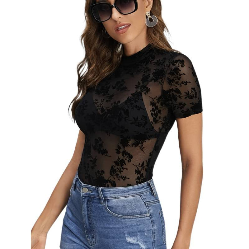 Damen Transparente Bodys mit floralen Mustern R&B