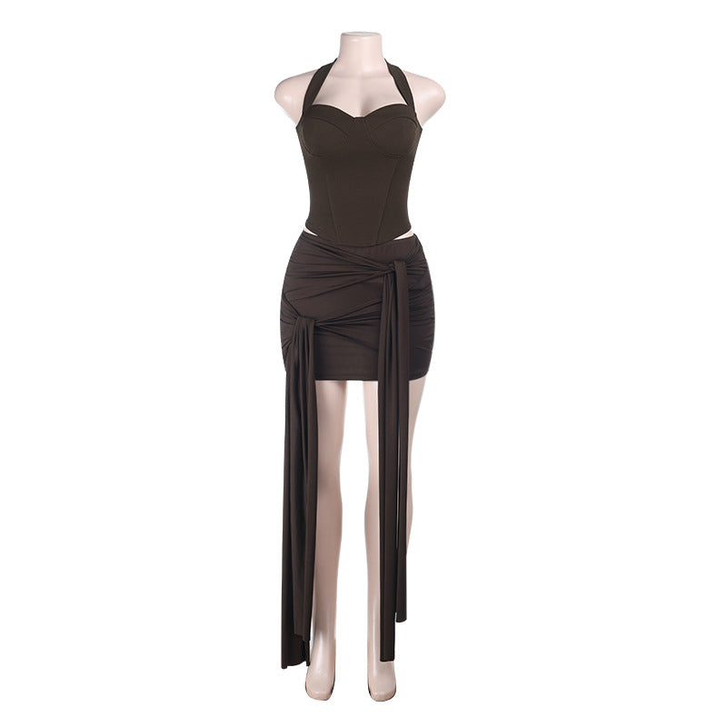 Damen Bodycon Kleid mit asymmetrischer Drapierung R&B