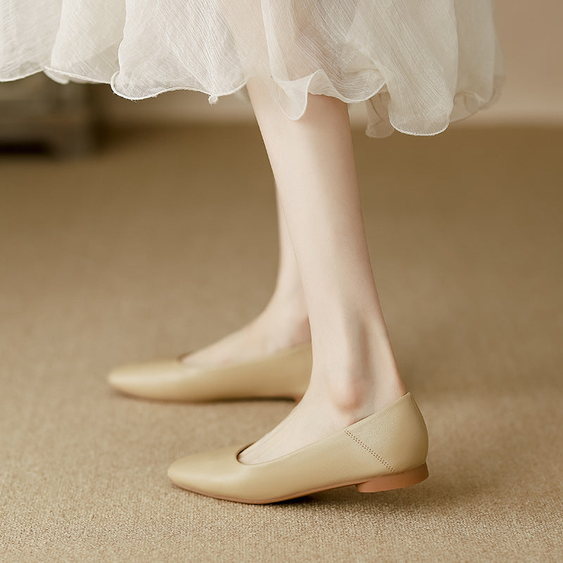 Damen elegante Ballerinas mit komfortablem Fußbett und hochwertiger Lederoberfläche R&B