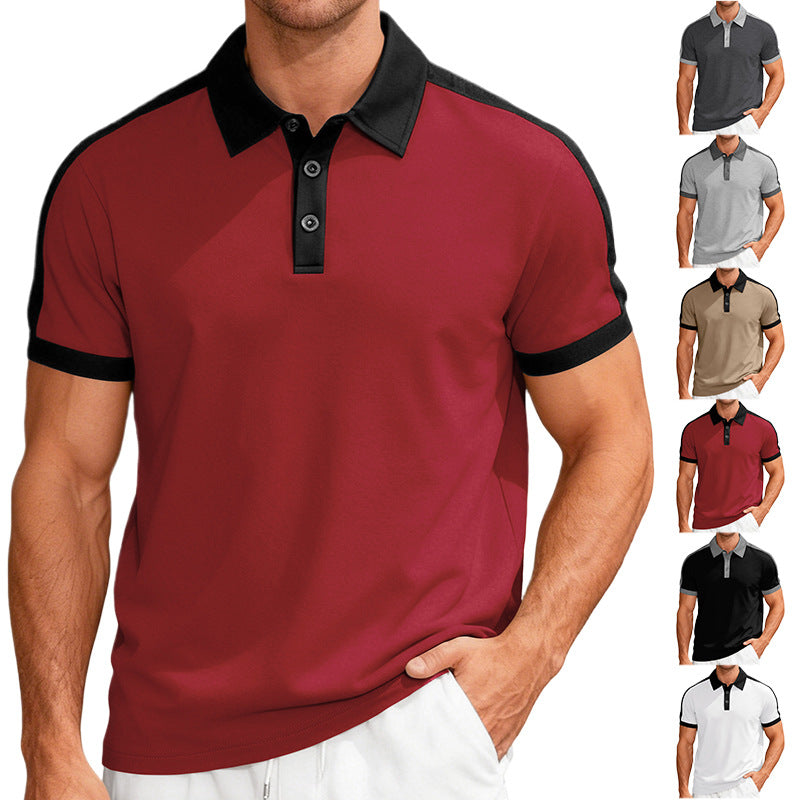 Herren nan Premium-Polo im Retro-Kontrastlook mit Hemdkragen und Dreiknopfleiste R&B