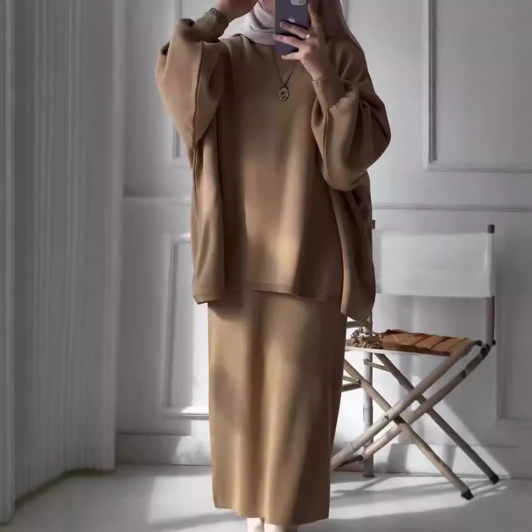 Damen Lässiges Zweiteiler-Kleidungsset mit weitem Schnitt und eleganten Puffärmeln R&B