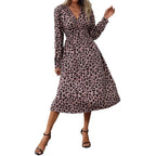 Damen Wickelkleid mit animalischem Print und elegantem V-Ausschnitt R&B