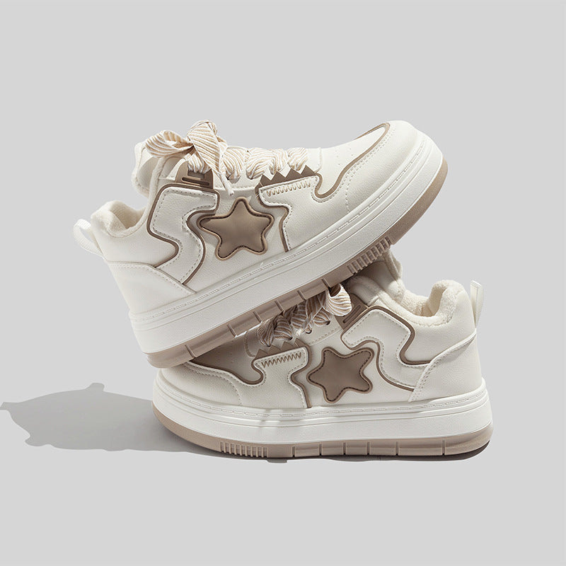 Damen Sportliche Winter Sneakers mit warmem Futter und verspieltem Sternenmotiv