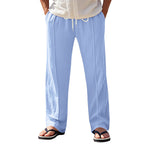 Herren nan relaxed-fit Sommer-Leinenhose mit Bügelfalte elastischem Tunnelzug und Seitentaschen R&B