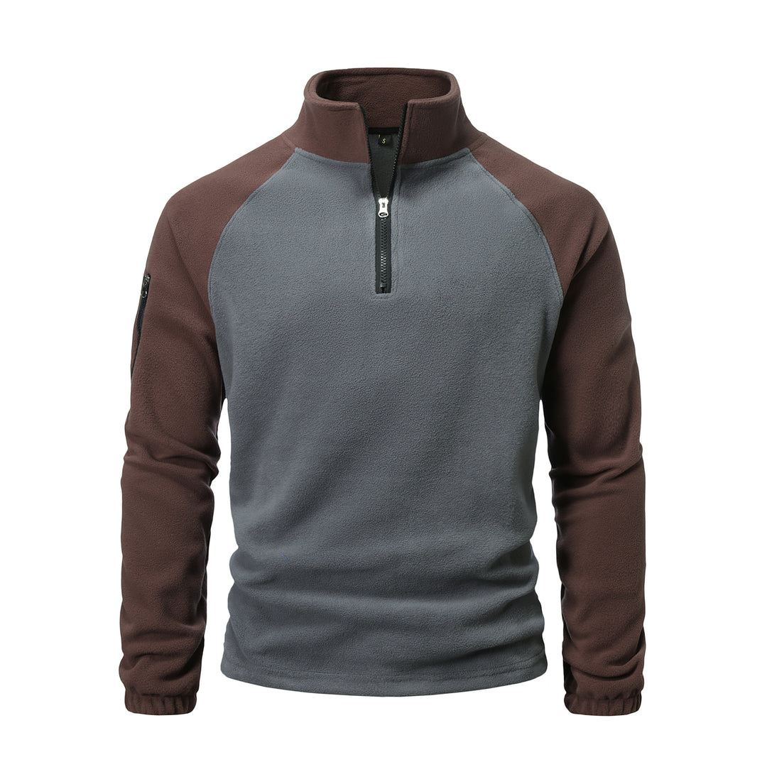 Herren Fleece-Pullover mit halbem Reißverschluss und praktischem Taschen-Design R&B