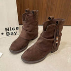 Damen Elegante Ankle Boots aus hochwertigem Wildleder mit dekorativem Tassel-Detail R&B