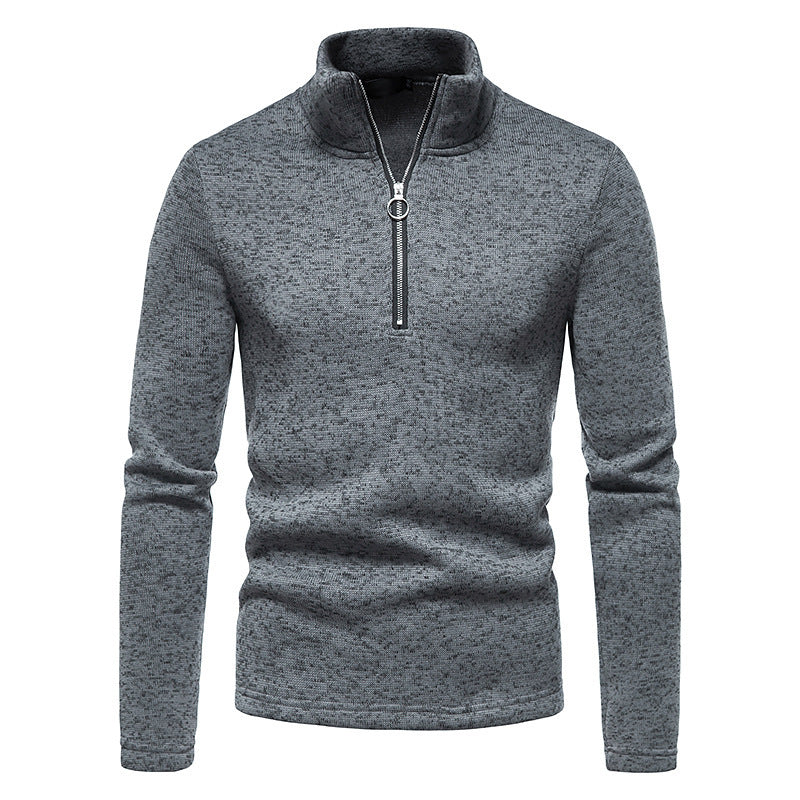 Herren Fleecepullover mit Stehkragen und innovativem Reißverschluss R&B
