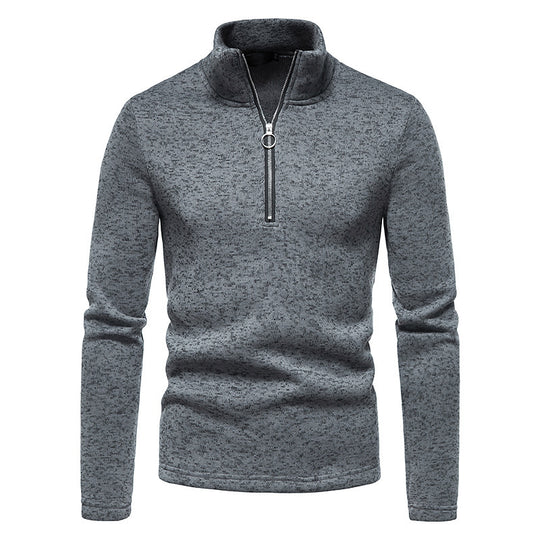 Herren Fleecepullover mit Stehkragen und innovativem Reißverschluss R&B