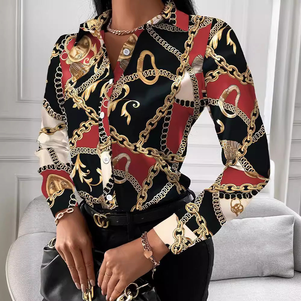 Damen Bluse mit elegantem Kettenmuster R&B