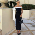 Damen Elegantes schulterfreies Maxikleid mit Schleifendetail R&B