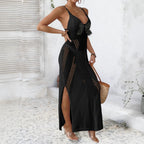 Damen HäkelMaxikleid mit eleganter Schleifenapplikation R&B