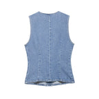 Damen Jeansjacke mit innovativem Design und modischen Knopfdetails R&B