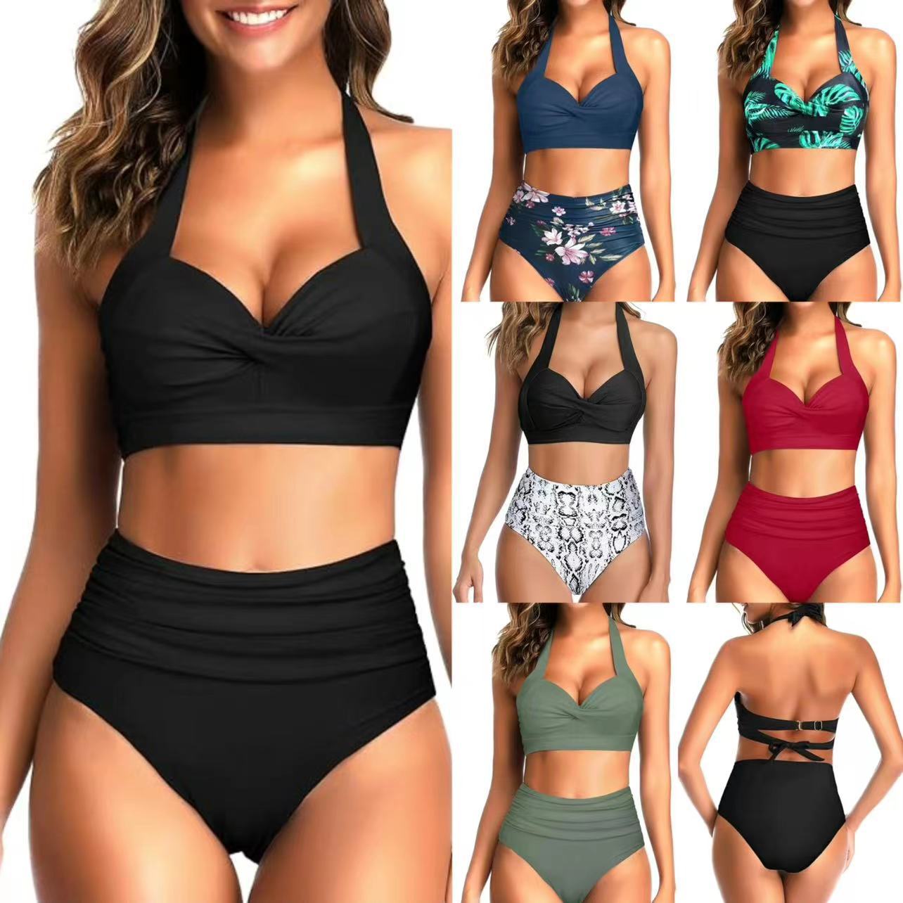Damen Hochgeschnittener Bikini mit raffiniertem Oberteil R&B