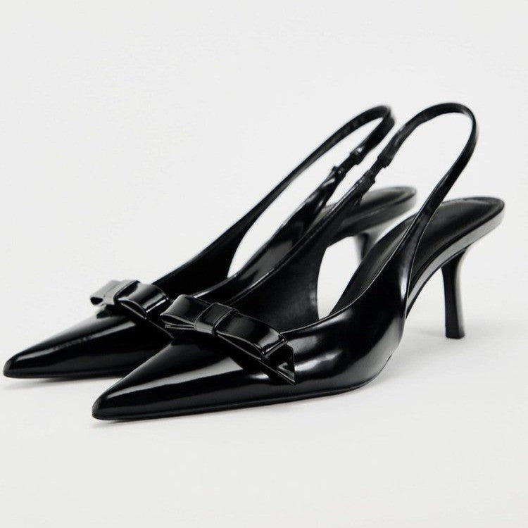 Damen Slingback High Heels mit dekorativer Schleifenapplikation R&B