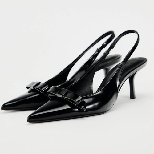 Damen Slingback High Heels mit dekorativer Schleifenapplikation R&B