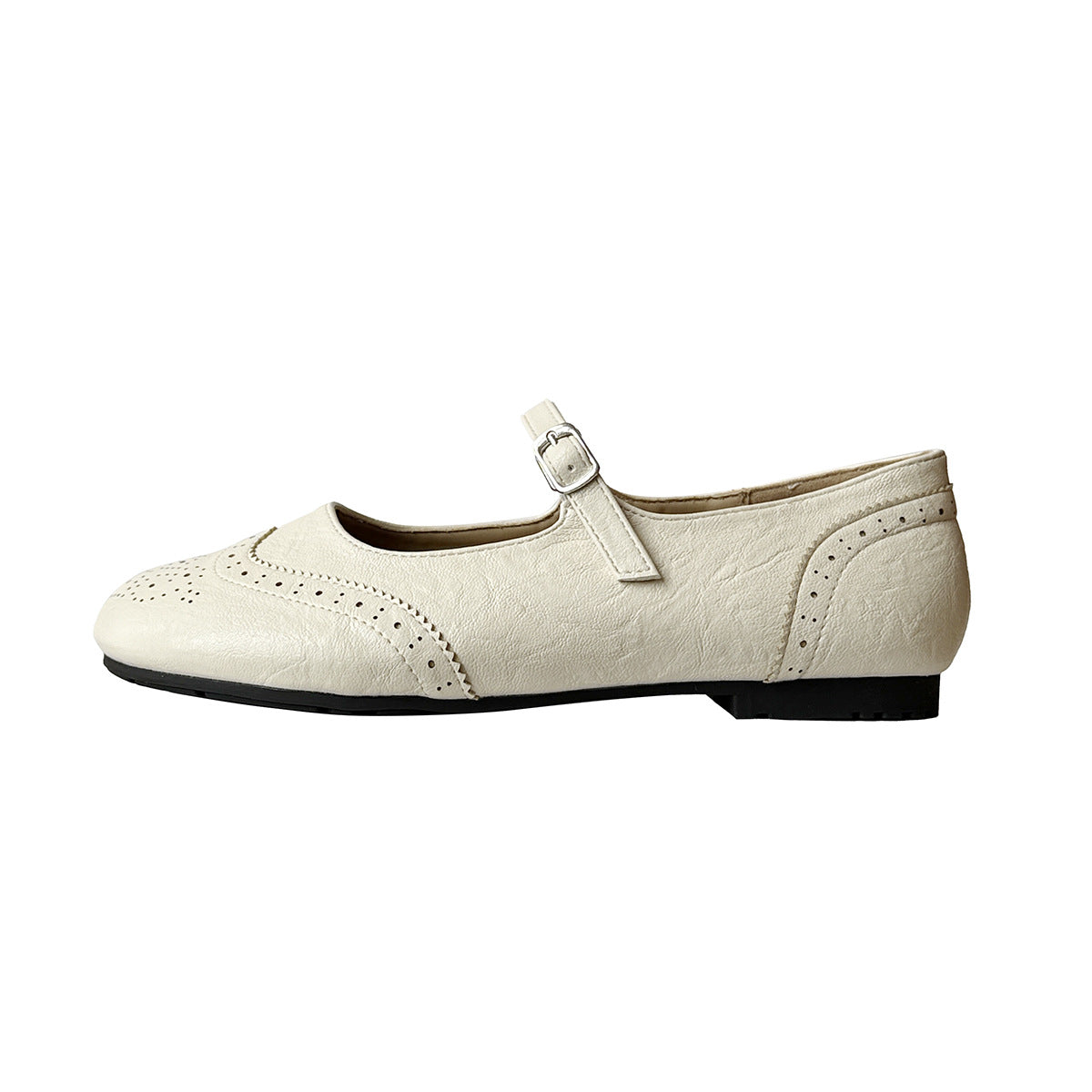 Damen Elegante Mary Jane Ballerinas mit feinen Lochmustern und modischem Riemchen R&B