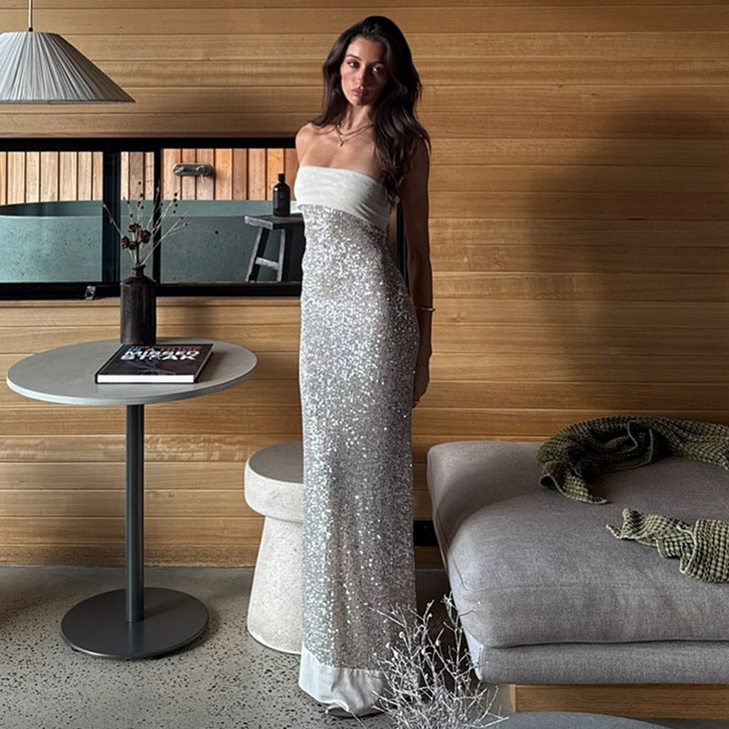 Damen Glamouröses Abendkleid mit schimmernden Pailletten und figurbetonter Silhouette R&B