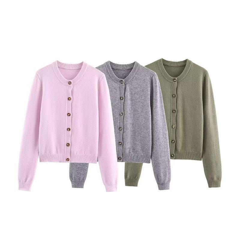 Damen weicher Strickcardigan mit Knopfverschluss und eleganten Rippabschlüssen R&B