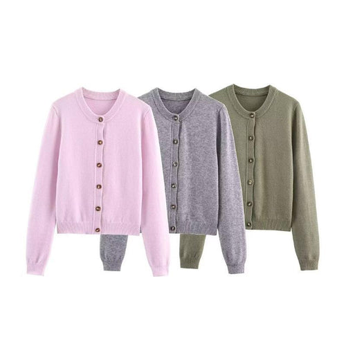 Damen weicher Strickcardigan mit Knopfverschluss und eleganten Rippabschlüssen R&B