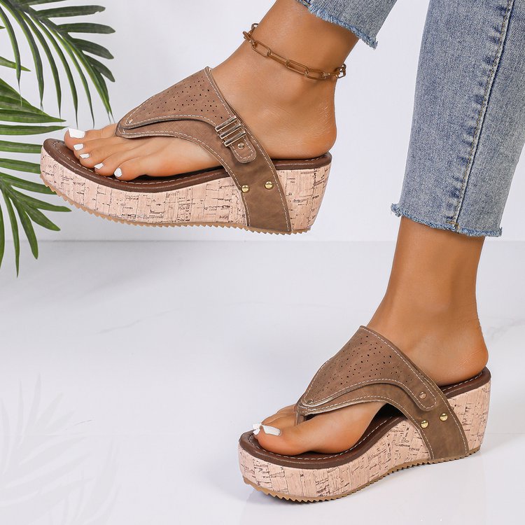 Damen Wedge-Pantoletten mit stilvoller Korksohle und komfortabler Fußbettung R&B