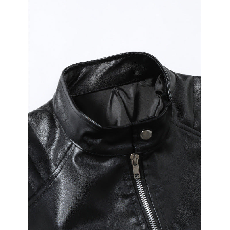 Herren Kunstlederjacke mit Stehkragen