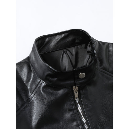 Herren Kunstlederjacke mit Stehkragen