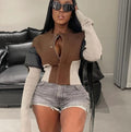 Damen Strickjacke mit modischem Schnitt und kontrastierenden Ärmeln R&B