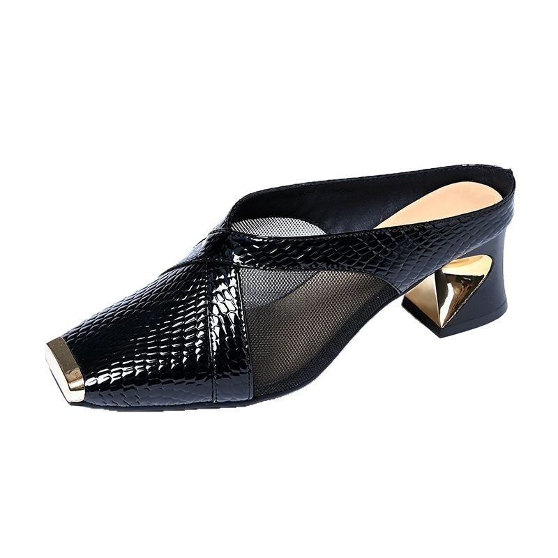 Damen Modische Mules mit einzigartigem Blockabsatz R&B