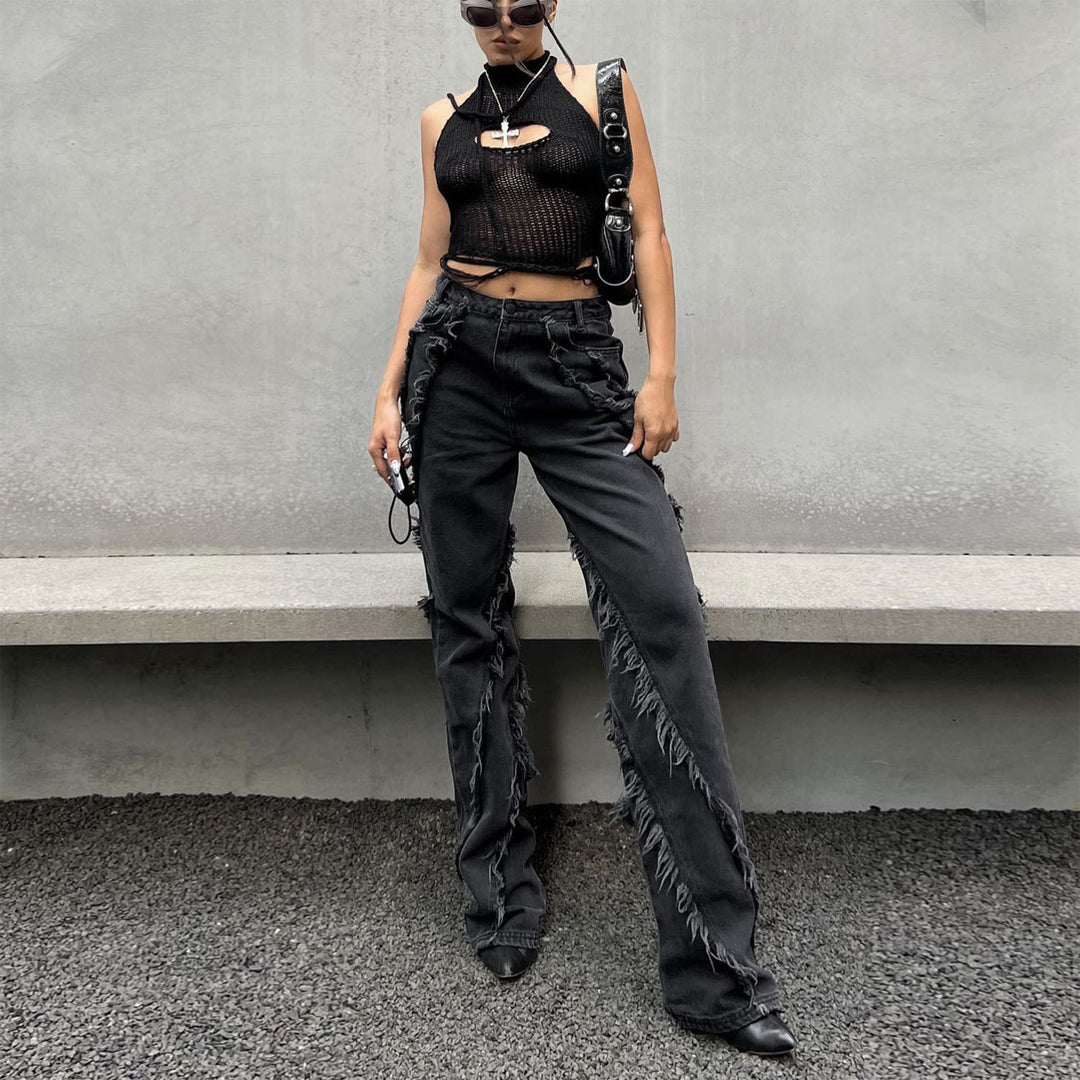 Damen Strickoberteil mit kreativem Cut-Out-Design R&B