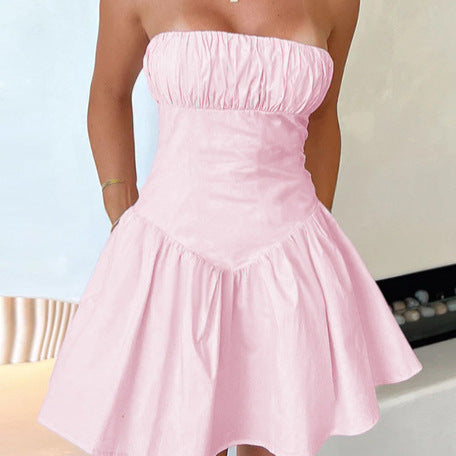 Damen Trägerloses Minikleid mit voluminösem Rock und elastischem Bustier R&B