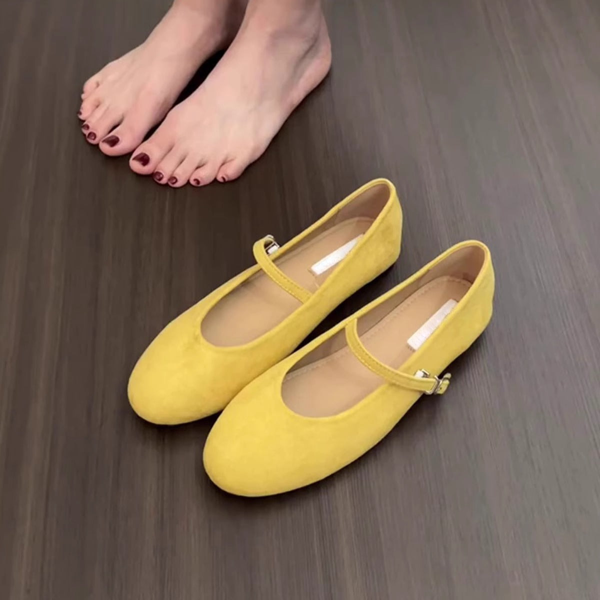 Damen Ballerinas mit elegantem Schnallenverschluss und weichem Wildleder R&B