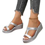 Damen modische Wedge-Pantoletten mit eleganten Riemen und komfortablem Fußbett R&B