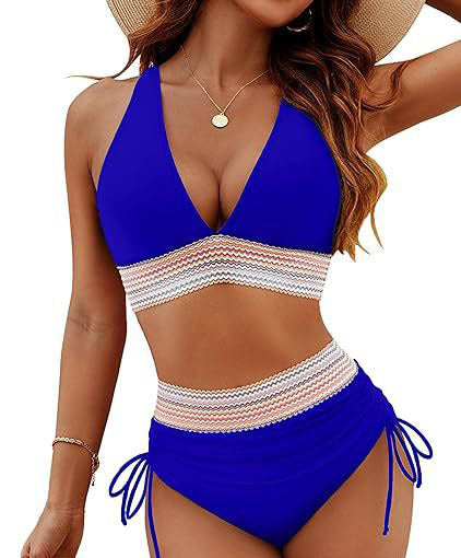 Damen Hochtailliertes Bikini-Set mit verstellbaren Trägern R&B