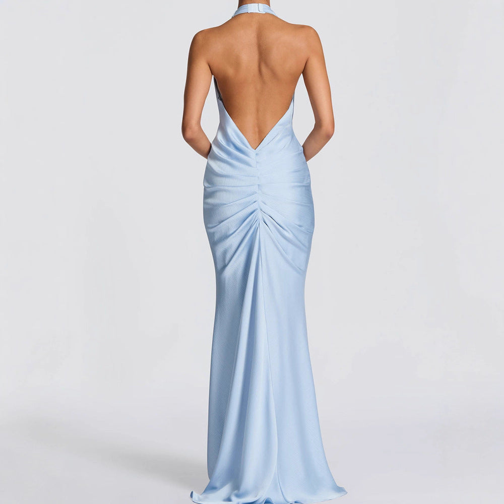 Damen Elegantes Maxi-Kleid mit tiefem V-Ausschnitt und drapierten Details R&B