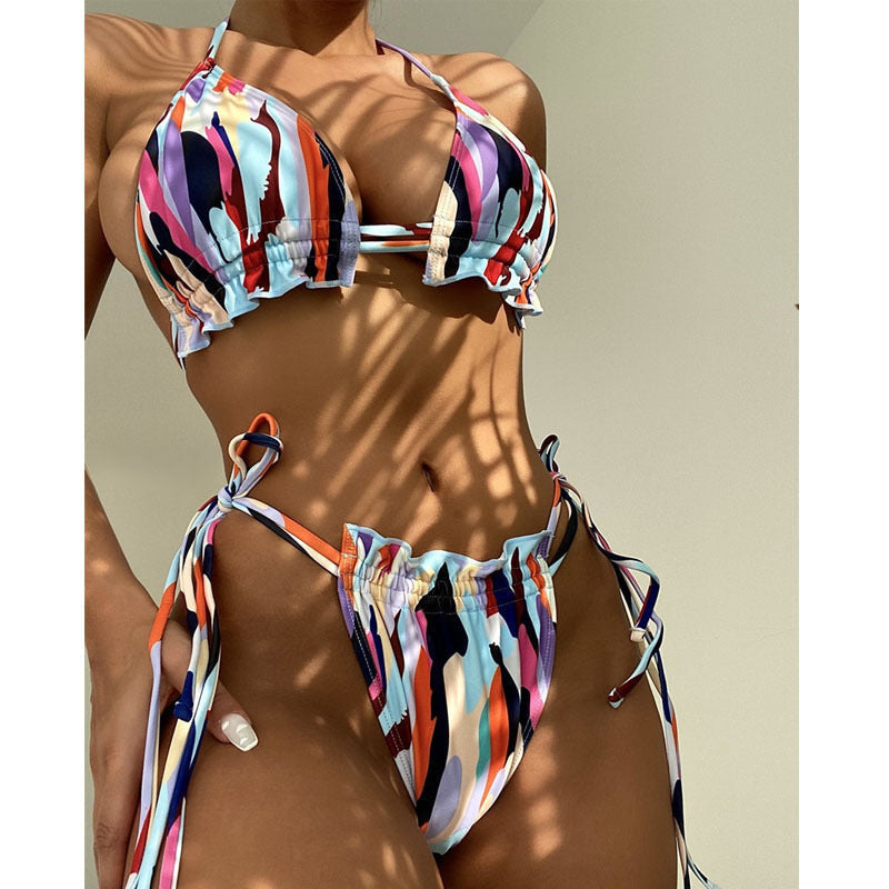 Damen Triangel-Bikini mit verspieltem Design