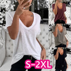 Damen lässiges V-Ausschnitt T-Shirt mit lockerer Passform R&B