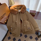 Damen Winterjacke mit abnehmbarem Kunstpelzkragen und praktischen Taschen R&B
