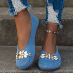 Damen Elegante und atmungsaktive Ballerinas mit floraler Verzierung