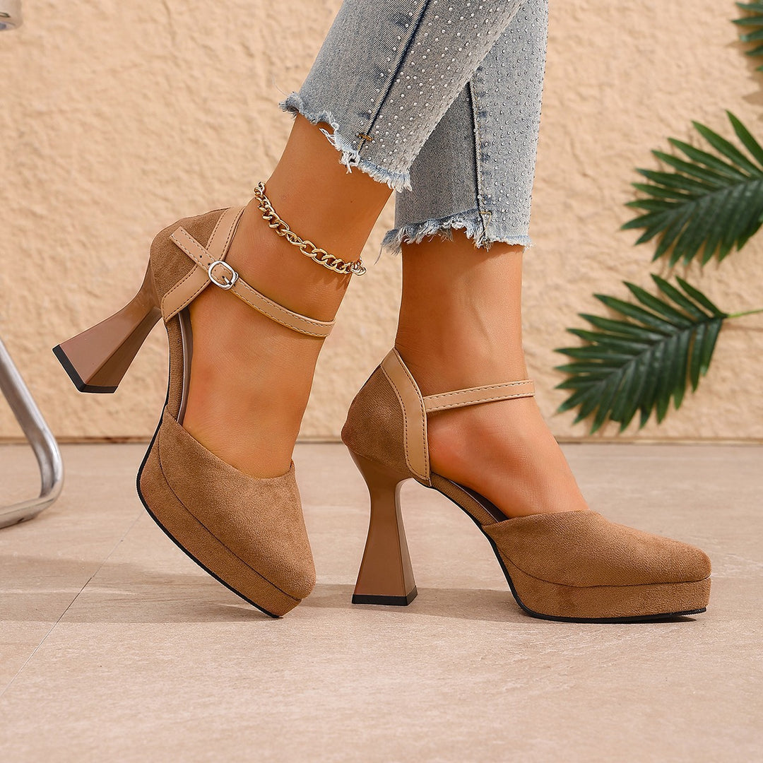 Damen Elegante Plateau-Pumps mit Riemchen R&B
