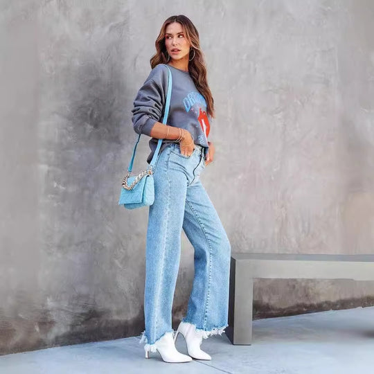 Damen Lässiger Sweatshirt mit grafischem Print R&B