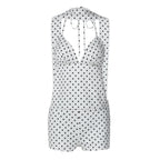 Damen trendiger Jumpsuit mit Halterneck und Punkten R&B