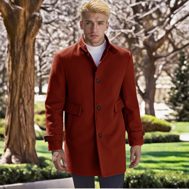 Herren eleganter, taillierter Wollmantel R&B
