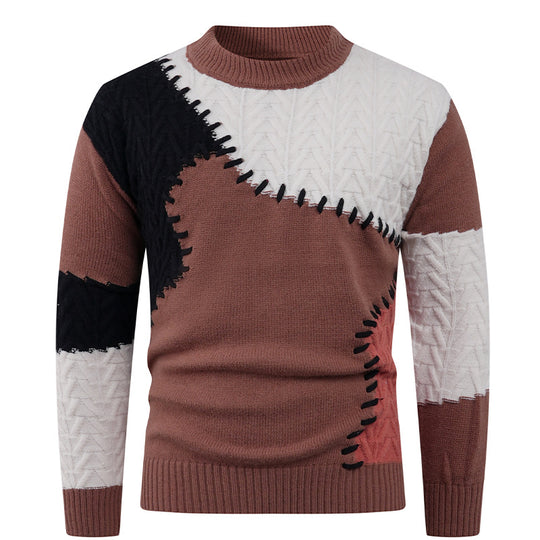 Herren Stilvoller Strickpullover mit einzigartigen geometrischen Mustern R&B