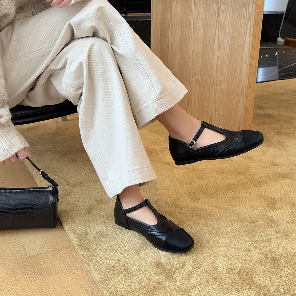 Damen Elegante und komfortable Mary Jane Schuhe mit verstellbarem Riemen und weichem Fußbett R&B