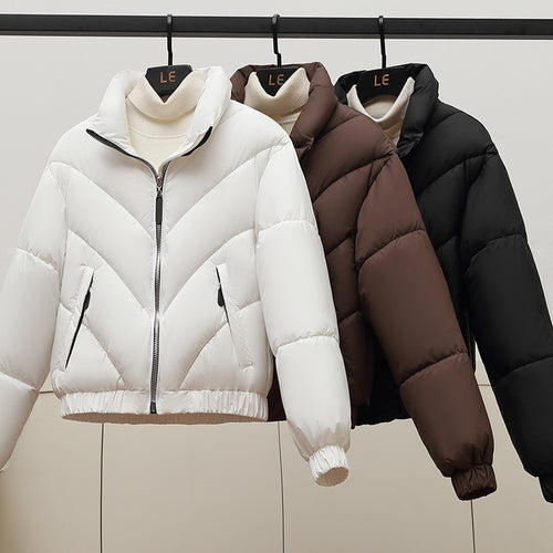 Damen Trendige und kuschelige Pufferjacke mit hohem Kragen und praktischen Eingrifftaschen R&B