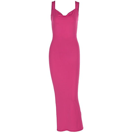 Damen Elegantes Maxikleid mit tiefem Ausschnitt und hochwertigem Stoff R&B
