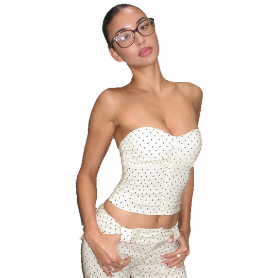 Damen Bandeau-Top mit Rüschendetail und Knopfverschluss R&B